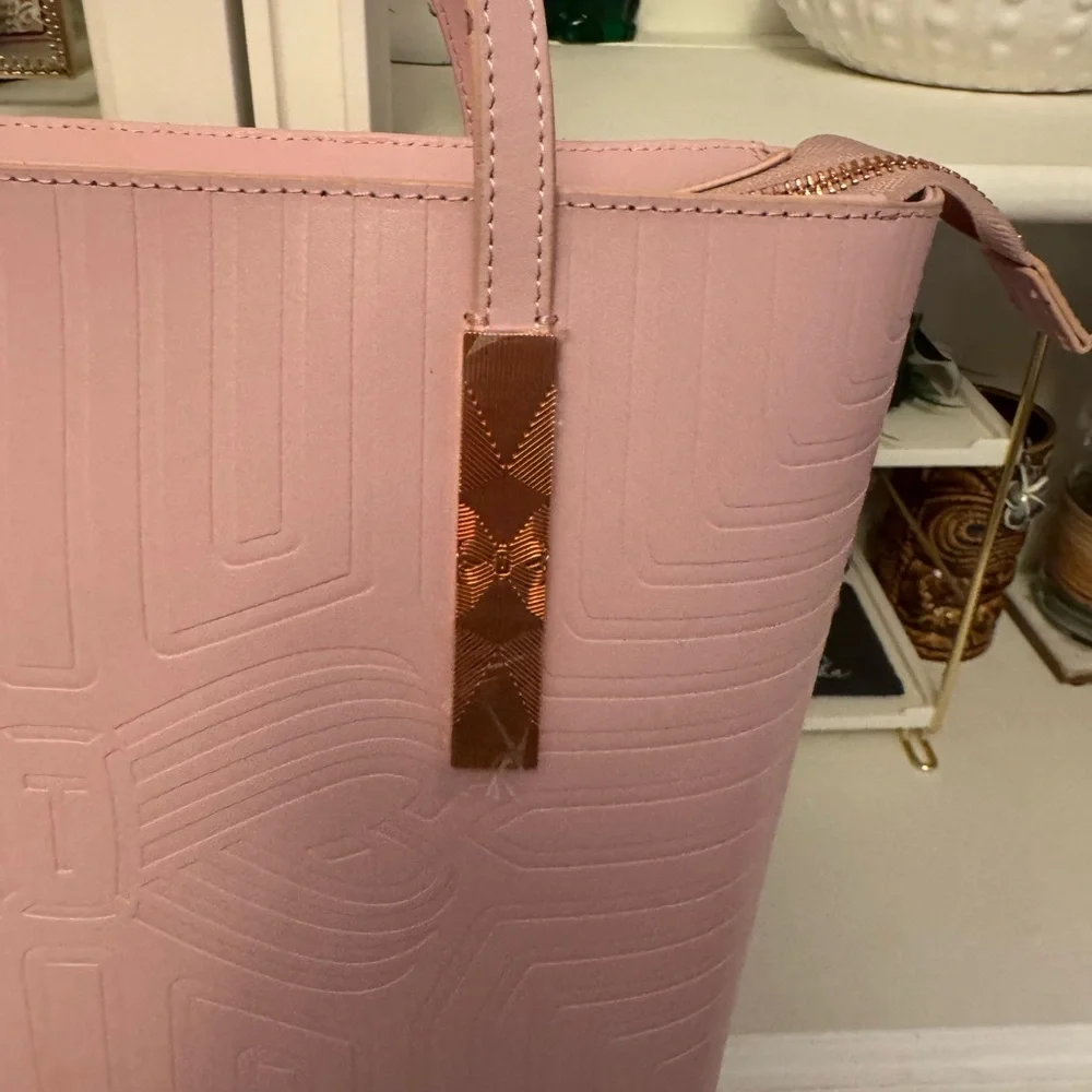 Ted Baker Pink Embossed Tote with Gold Accents